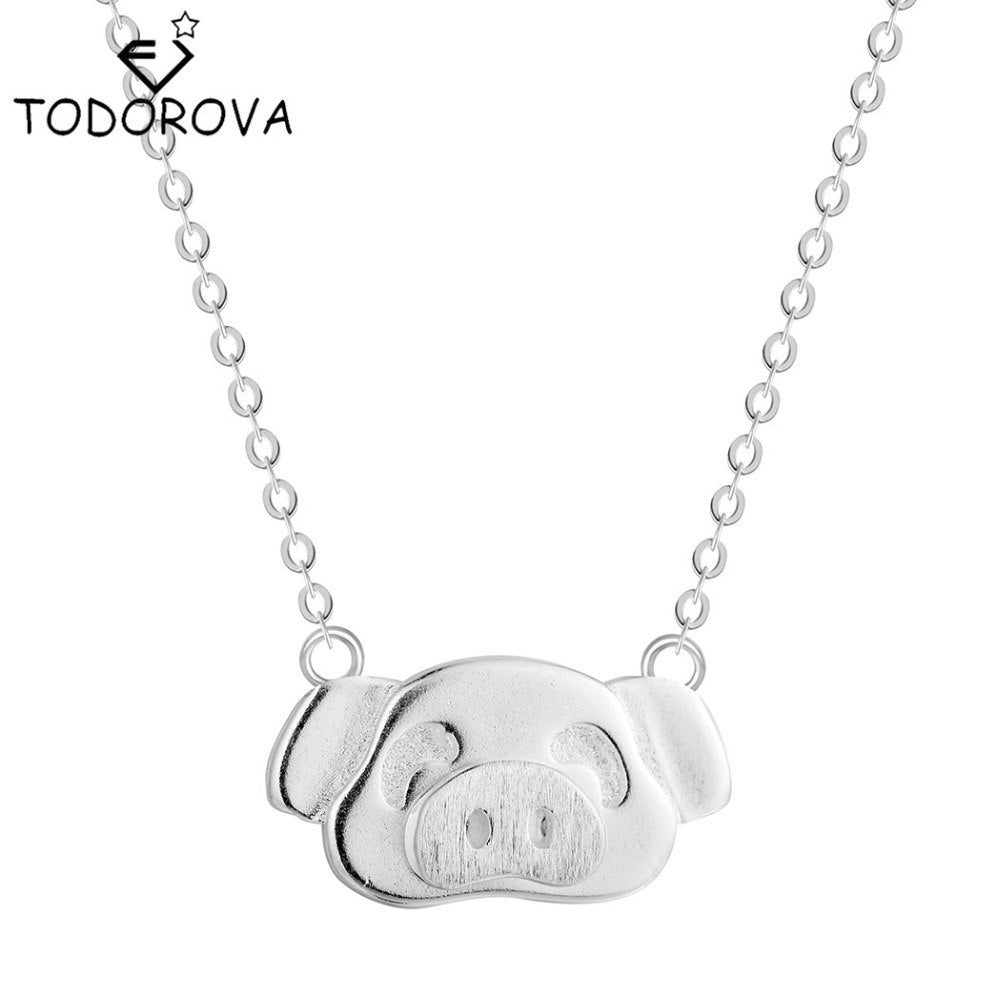 3D Cute Pig Piggy Nose Simple 925 Sterling Silver Necklace Pendant with Chain Collar Jewelry Best Friends Gift