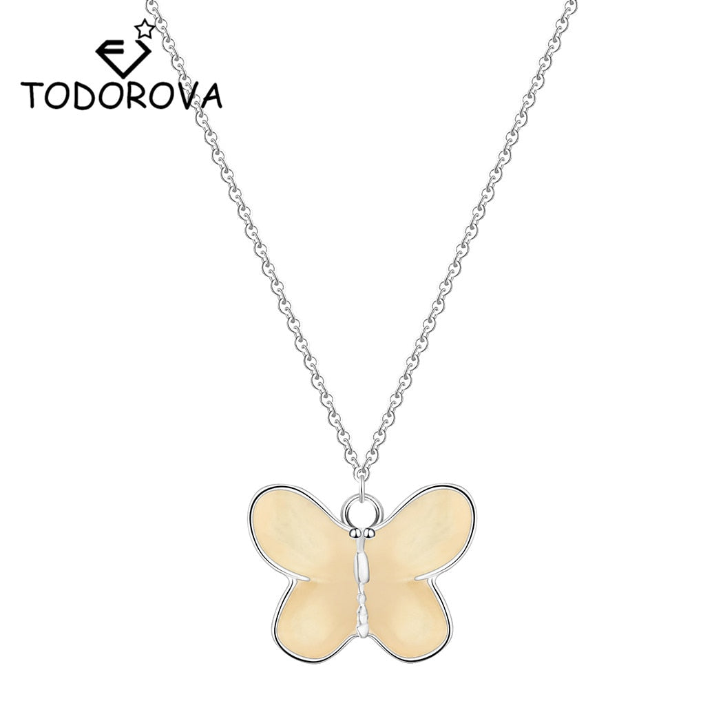 Beautiful Butterfly Wing Necklaces Antique Animal Necklace Pendant Long Necklace Suspension Silver Jewelry