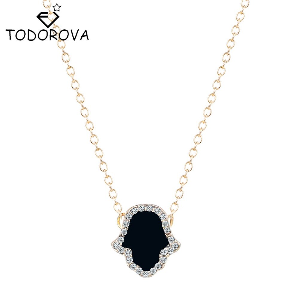 Todorova Classic hand of Fatima Hamsa Necklace Brand Jewelry Friend Pendants Long Chain Palm Statement Jewelry