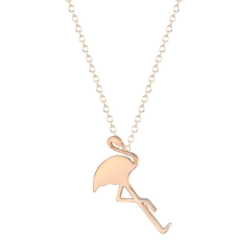 Cute Flamingo Necklace Simple Minimalist Red-crowned Crane Animal Bird Pendant Necklaces Chain Birthd Gifts
