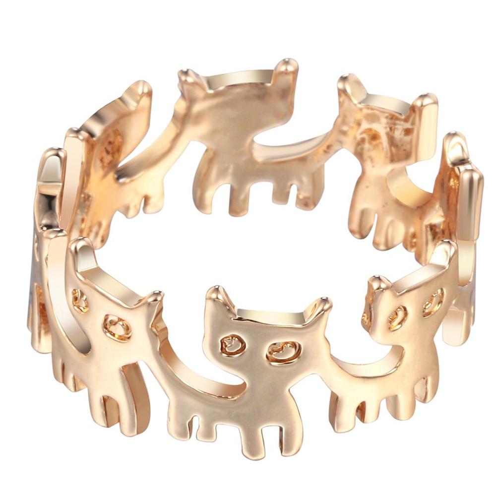 Gold Silver Connect Cat Ring Cute Fashion Jewelry Animal Ring For Women Young Girl Gifts Anel Wholesale