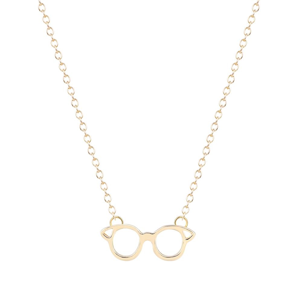 Personalized Silver Glasses Pendant Cute Simple Office Lady Glasses Necklace Christmas Gifts for Women Spectacle Frame