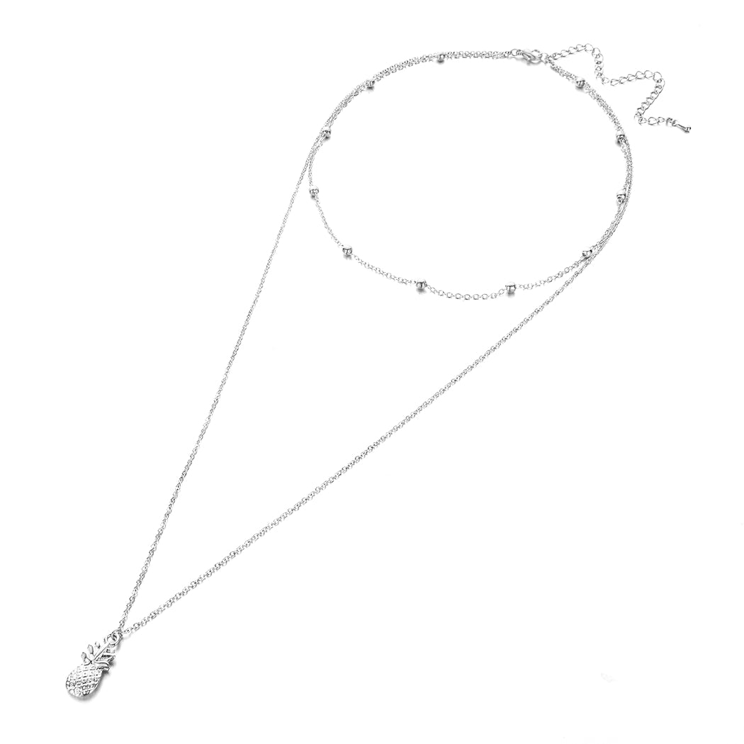 Simple Boho Cute Fruit Pineapple Pendant Necklace Bead Chockers Necklaces for Women Bijoux Layering Chokers