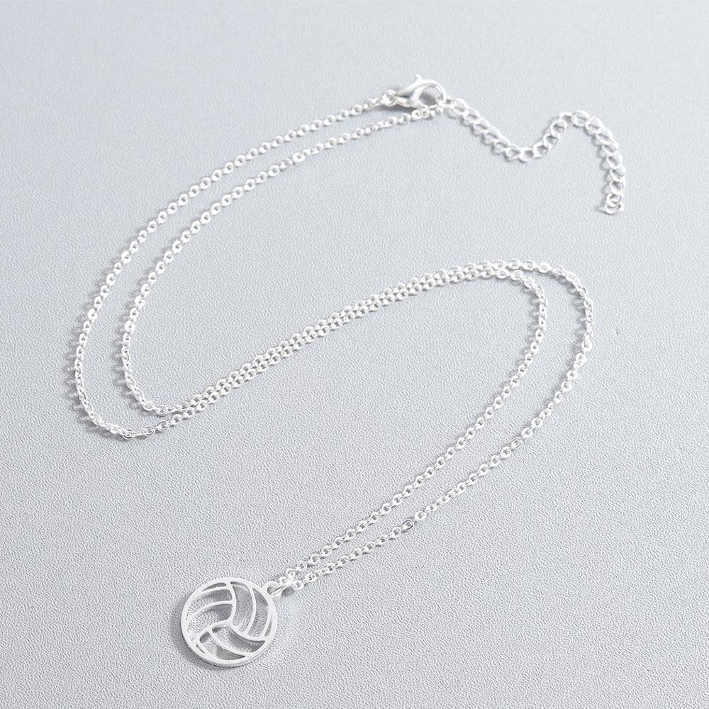 Todorova Small Circle Round Volleyball Pendant Necklace for Women Men Jewelry Sport Charm Volley Ball Sports Fan Gifts
