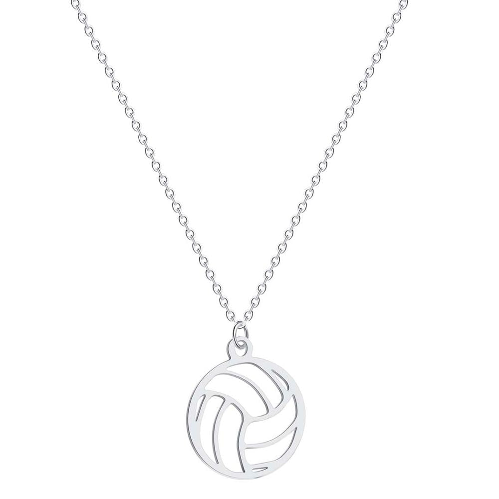 Todorova Small Circle Round Volleyball Pendant Necklace for Women Men Jewelry Sport Charm Volley Ball Sports Fan Gifts