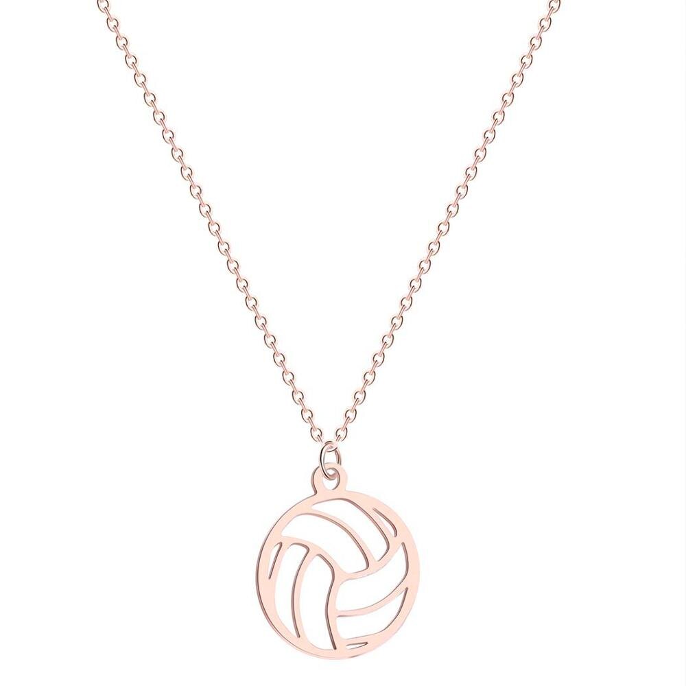 Todorova Small Circle Round Volleyball Pendant Necklace for Women Men Jewelry Sport Charm Volley Ball Sports Fan Gifts