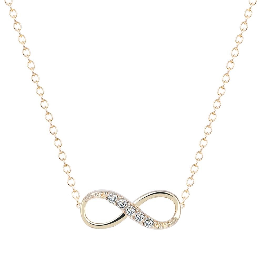 Tiny Infinity Crystal Pendant Necklaces for Women Simple Lucky Number Eight Geometric Women Gold Silver Chain Necklace