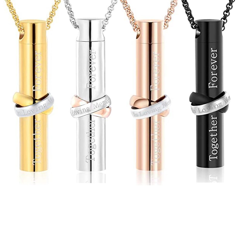 Together Forever Stainless Steel Cylinder Pendant Cremation Urn Memorial Keepsake Necklace For Pet/Human Ashes Jewelry Dropship