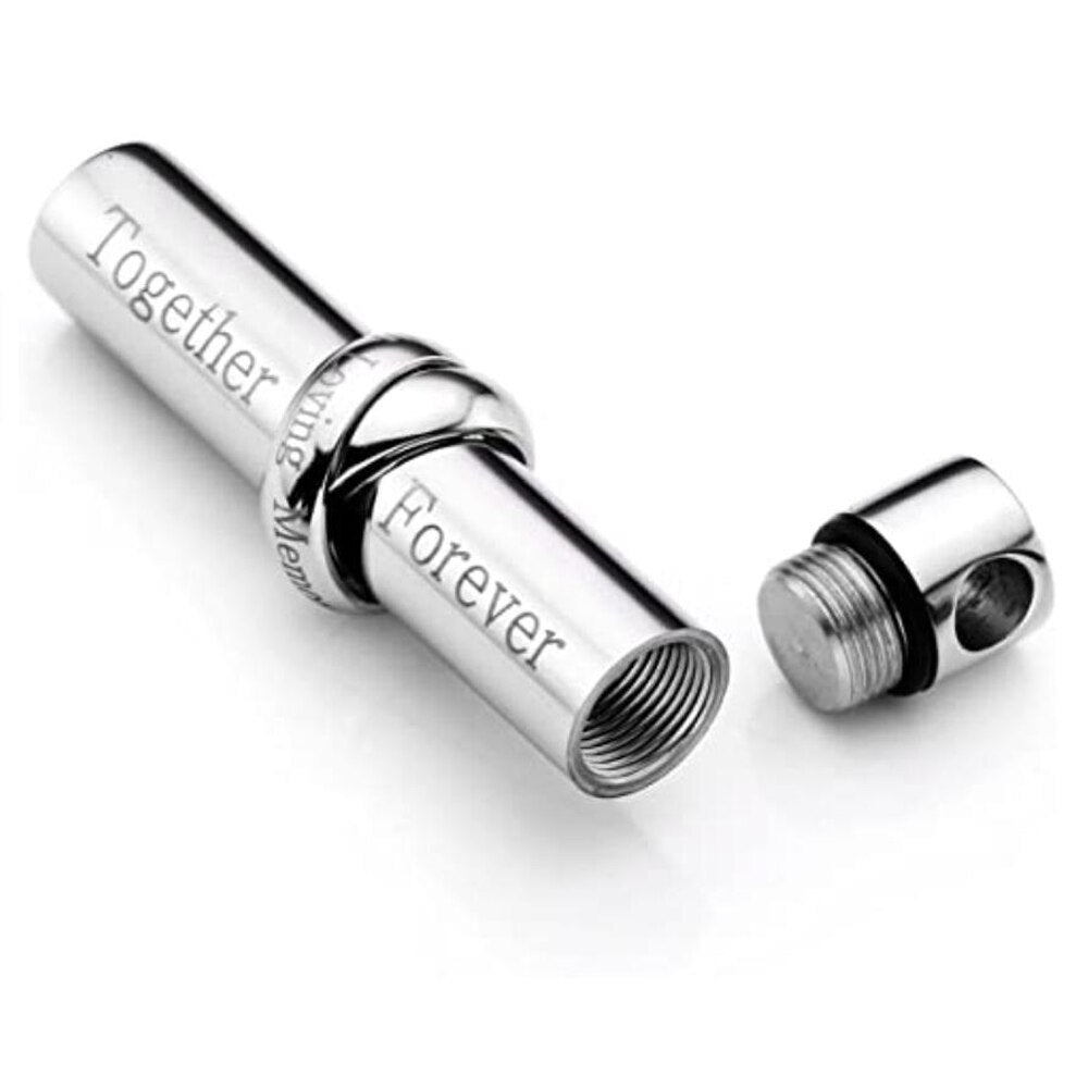 Together Forever Stainless Steel Cylinder Pendant Cremation Urn Memorial Keepsake Necklace For Pet/Human Ashes Jewelry Dropship