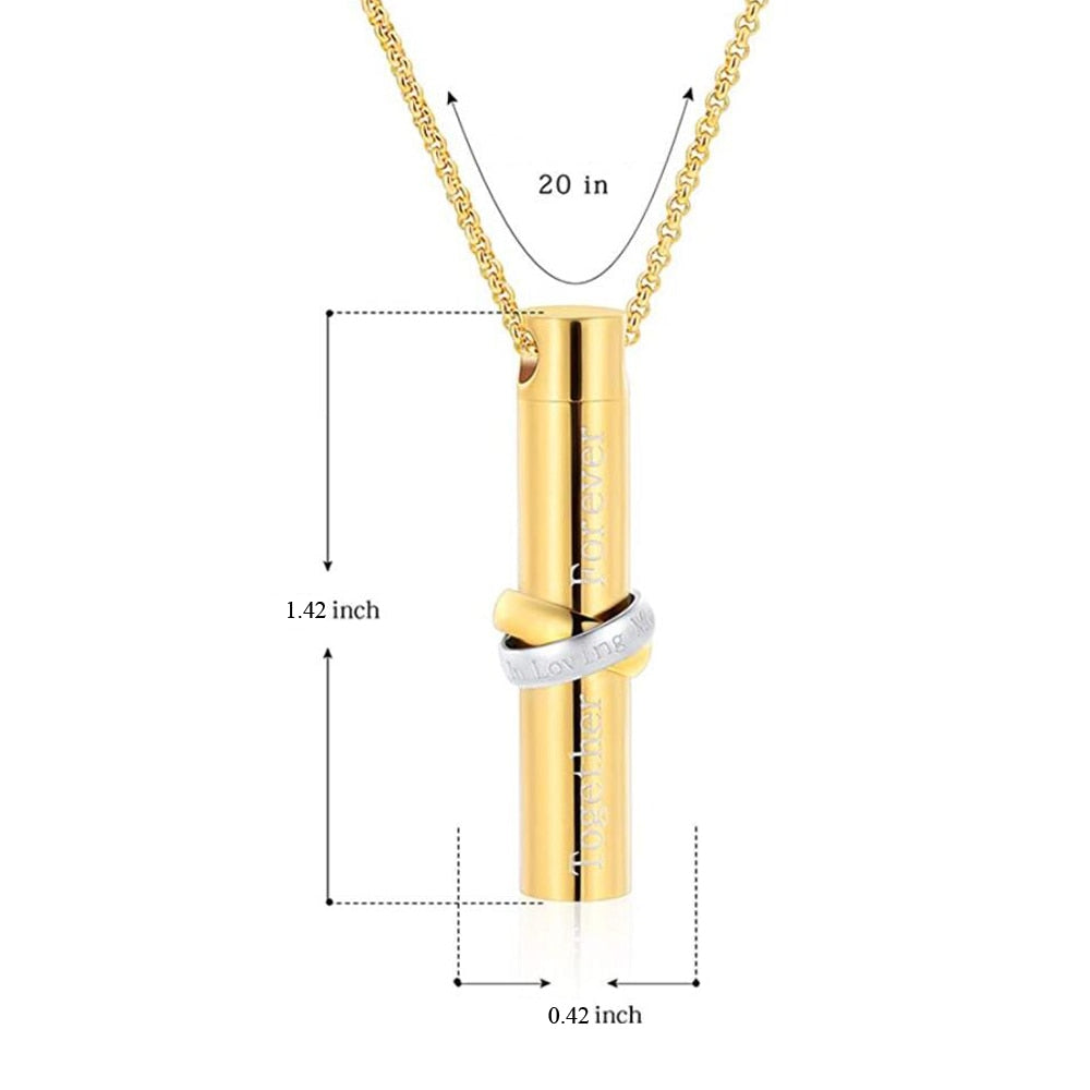 Together Forever Stainless Steel Cylinder Pendant Cremation Urn Memorial Keepsake Necklace For Pet/Human Ashes Jewelry Dropship