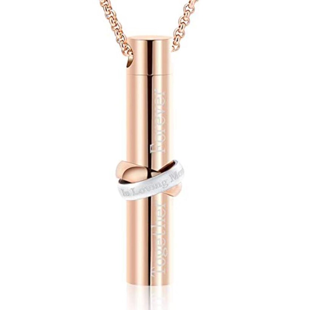 Together Forever Stainless Steel Cylinder Pendant Cremation Urn Memorial Keepsake Necklace For Pet/Human Ashes Jewelry Dropship