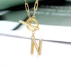 Toggle Clasp Letter Initial Necklace For Women Capital A-Z Alphabet Gold Color Necklaces Thick OT Buckle Choker Hip-Hop Jewelry