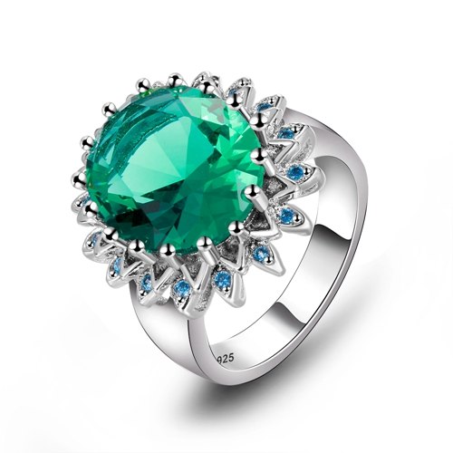 Top Brand Created Emerald Ring Solid 925 Sterling Silver Rings For Women Anniversary Gift For Mother Fine Jewelry Ring Wholesale