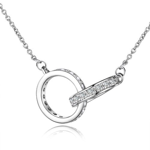 Top Brand Fashion Genuine 925 Sterling Silver Round Handcuffs Romantic Wedding Pendant Necklaces For Women Silver Fine Jewelry