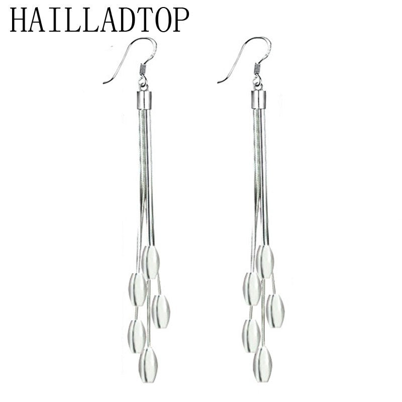 Top Fashion Jewelry Leaves Olive Tassel 925 Siler Plated Drop Earrings Pendant Dangle Earrings Long Style Earrings Hot