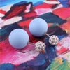 Top New Material Shining Full Crystal Double Sides Pearl Stud Earrings Rubber Double Ball Bead Stud Earrings For Women Brincos
