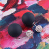 Top New Material Shining Full Crystal Double Sides Pearl Stud Earrings Rubber Double Ball Bead Stud Earrings For Women Brincos