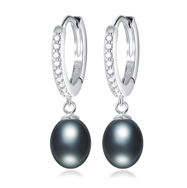 Top Quality 100% Natural Pearl Water Drop Earrings Fashion Elegant Party Zirconia Silver 925 Jewelry Women's gift