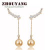Top Quality 7pcs Cubic Zirconias Drop Imitation Pearl Rose Gold Color Ear Hook Earrings JewelryZYE459 ZYE460 ZYE478