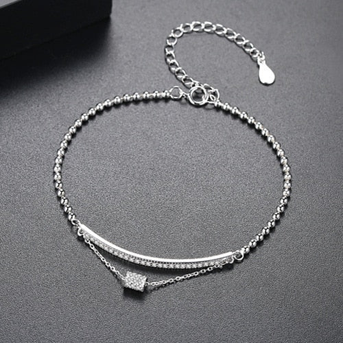 Top Quality 925 Sterling Silver Bracelet Sparkling Strand Bracelet Women Link Tennis Bracelet Silver Jewelry Wholesale