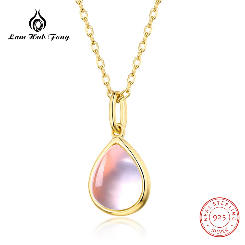 Top Quality 925 Sterling Silver Necklace Solid Garnet Topaz Crystal Stone Pendant with Chain Wedding Party Fine Jewelry Women