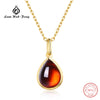 Top Quality 925 Sterling Silver Necklace Solid Garnet Topaz Crystal Stone Pendant with Chain Wedding Party Fine Jewelry Women