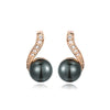 Top Quality Black Imitation Pearl Stud Earring Rose Gold Color Jewelry Austrian Crystal Wholesale E668