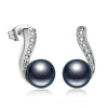Top Quality Black Imitation Pearl Stud Earring Rose Gold Color Jewelry Austrian Crystal Wholesale E668