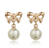 Top Quality Bowknot Imitation Pearl Earrings Rose Gold Color Fashion Jewelry For Girl Party Wholesale ZYE116 ZYE117