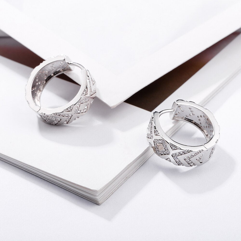 CZ Hoop Earrings for Woman Brand Micro Paved Rainbow Crystal Female Jewelry Accessories Jewelry Buckle