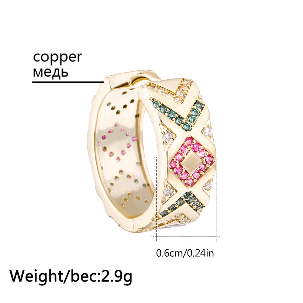 CZ Hoop Earrings for Woman Brand Micro Paved Rainbow Crystal Female Jewelry Accessories Jewelry Buckle