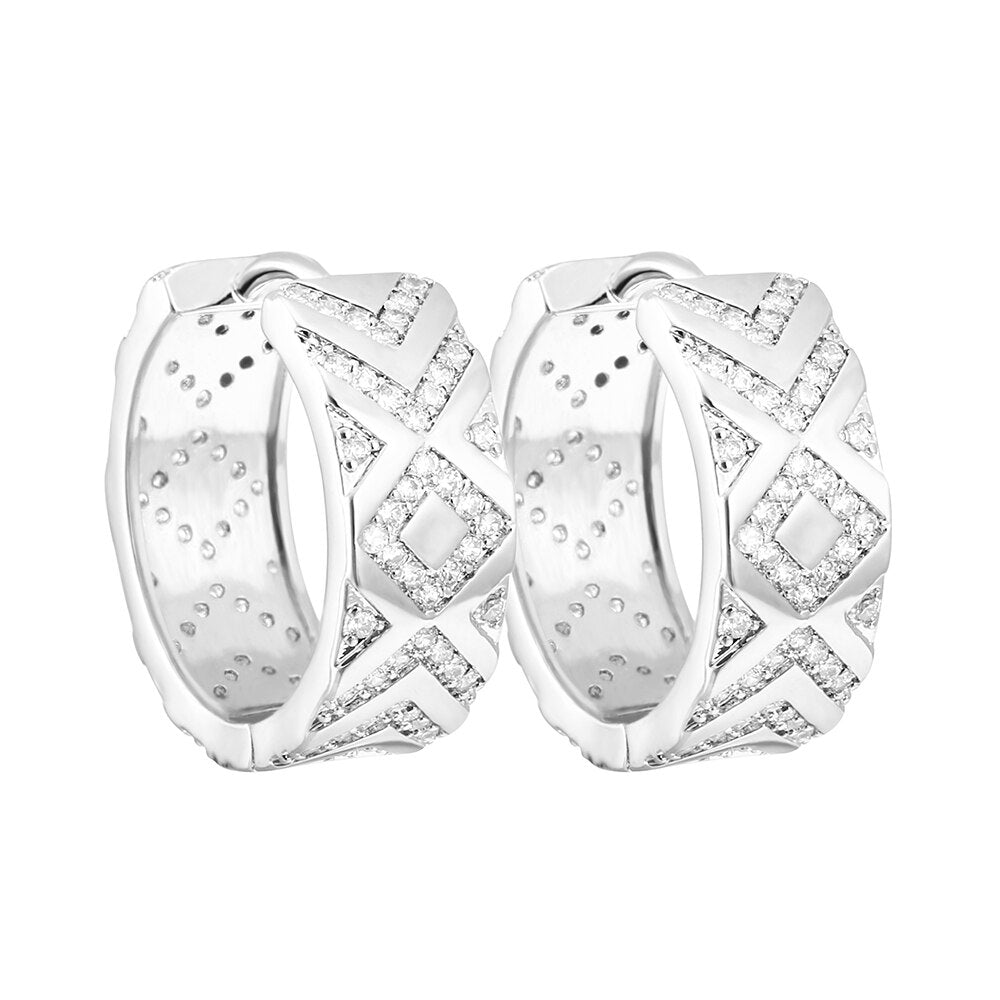 CZ Hoop Earrings for Woman Brand Micro Paved Rainbow Crystal Female Jewelry Accessories Jewelry Buckle