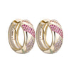 CZ Hoop Earrings for Woman Dazzling Micro Paved Rainbow Rhinestone Female Earring Accessory Quality Jewelry