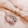 CZ Hoop Earrings for Woman Dazzling Micro Paved Rainbow Rhinestone Female Earring Accessory Quality Jewelry
