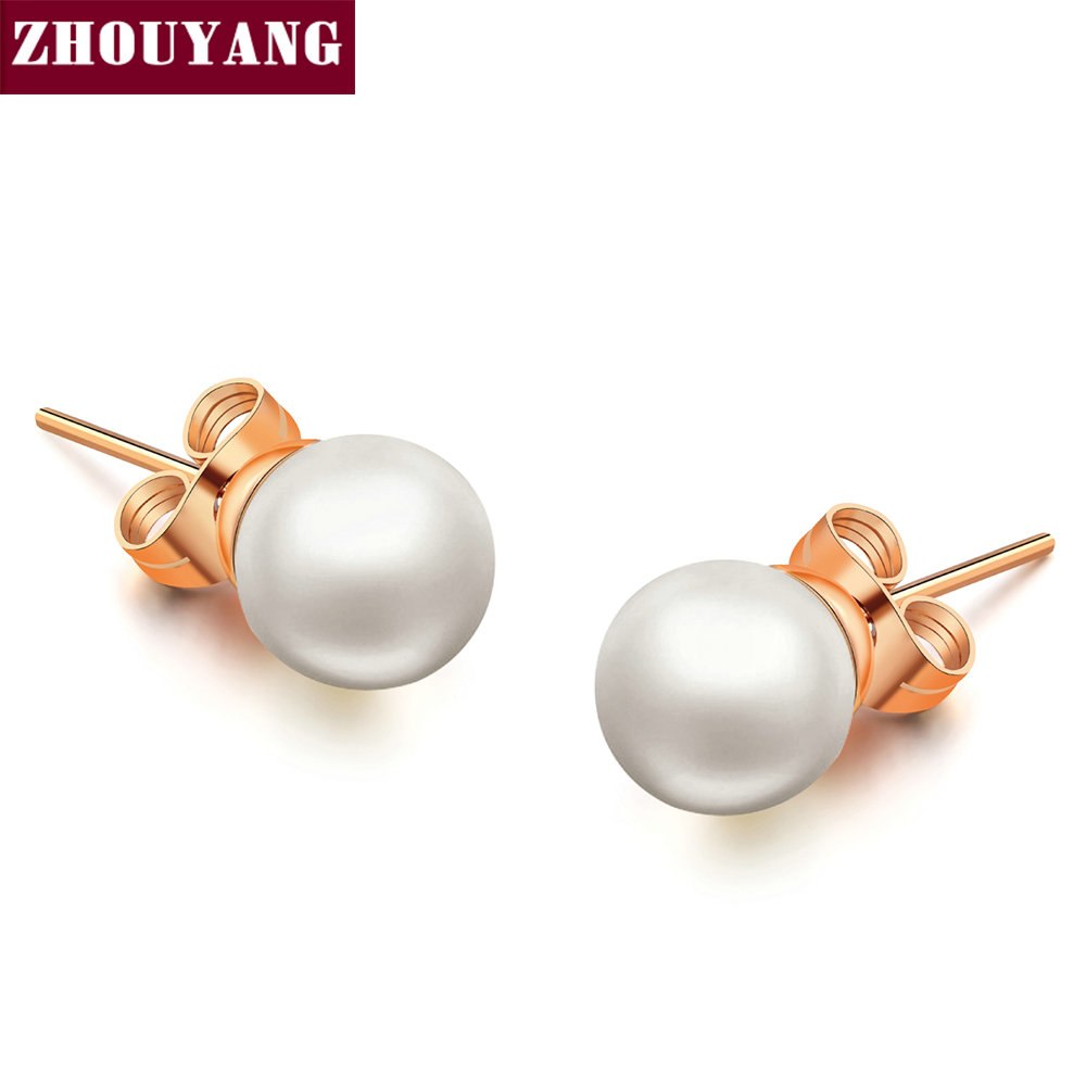 Top Quality Classic Little Imitation Pearl Rose Gold Color Earring Wholesale ZYE330 ZYE349