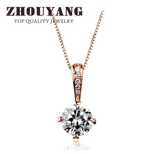 Top Quality Classic Simplicity Zircon Rose Gold Color Fashion Pendant Neclace N426 N427