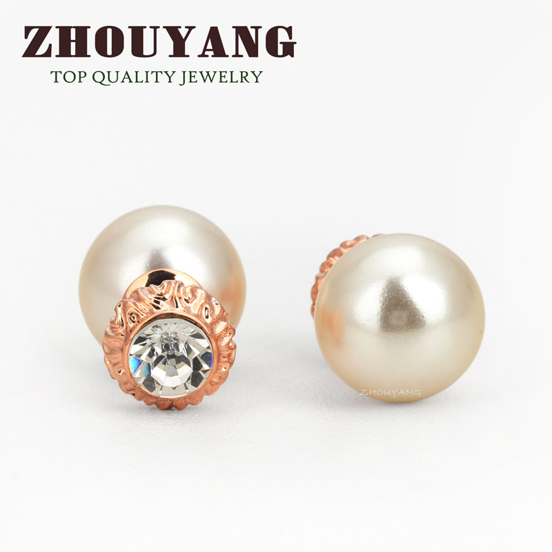 Top Quality Imitation Pearl Rose Gold Color Stud Earrings Made with Genuine Austrian Crystal Wholesale ZYE526 ZYE501 ZYE528