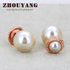 Top Quality Imitation Pearl Rose Gold Color Stud Earrings Made with Genuine Austrian Crystal Wholesale ZYE797 ZYE798 ZYE799