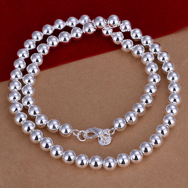 Top Quality men Silver choker Stamped 925 8mm hollow ball bead necklaces for women fine jewerly anime promotion 20inch N111