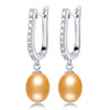 Top Sale 100% natural pearl earrings,fashion925 sterling silver jewelry Women Dangle Drop Earrings for Wedding Party 5color gift