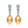 Top Sale natural pearl earrings fashion S925 sterling silver jewelry Women Dangle Drop Earrings for Wedding/Party gift 5 colors