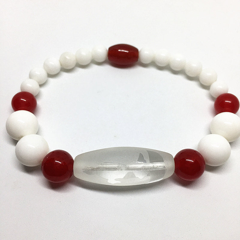 Top Selling Elastic Agate Crystal White Pink Green Color Dzi Beads Amulet with Spacers High Quality Tibetan Dzi Beads Bracelet
