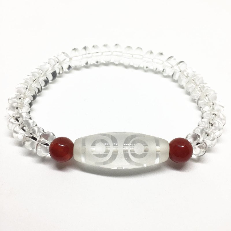 Top Selling Elastic Agate Crystal White Pink Green Color Dzi Beads Amulet with Spacers High Quality Tibetan Dzi Beads Bracelet