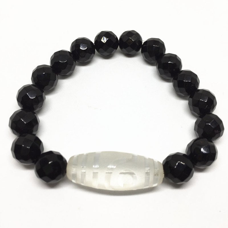 Top Selling Elastic Agate Crystal White Pink Green Color Dzi Beads Amulet with Spacers High Quality Tibetan Dzi Beads Bracelet