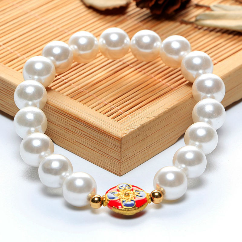 Top quality 9-10mm natural pearl bracelet for women white/multi-color fashion charm bracelet