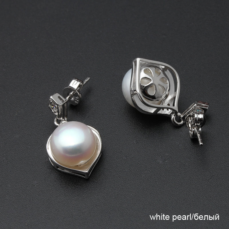 Top quality stud natural earrings pearl female,vintage girl's birthd present black pearl earrings jewelry