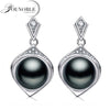 Top quality stud natural earrings pearl female,vintage girl's birthd present black pearl earrings jewelry