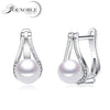 Top quality white pearl earrings for women,cute fashion girl best gift real 925 silver black freshwater pearl earrings jewelry