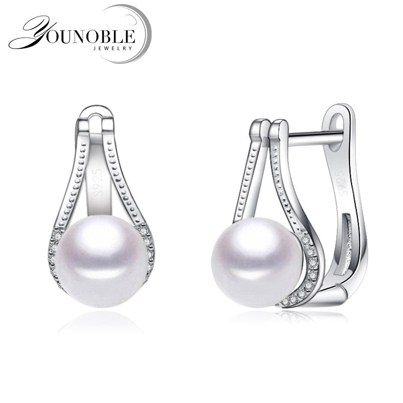 Top quality white pearl earrings for women,cute fashion girl best gift real 925 silver black pearl earrings jewelry