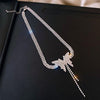 Top women Full Rhinestone Butterfly Necklace Silver Color Wild Tassel Clavicle Chain Necklace for Women Pendant Gift